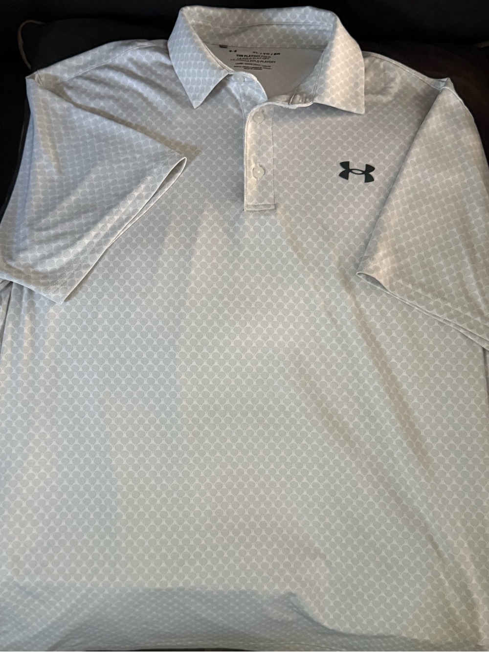 Men's Under Armour "The Playoff Polo" Gray White Geometric Print Golf Shirt XL